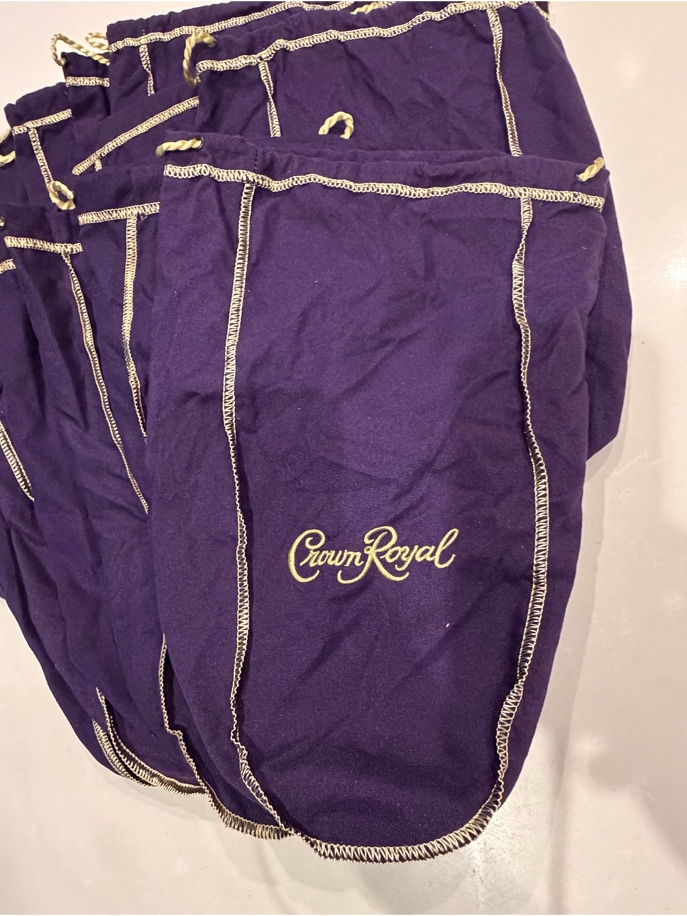 8 Larger Size Crown Royal Deluxe Purple Drawstring Bags